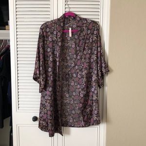 Floral satin robe